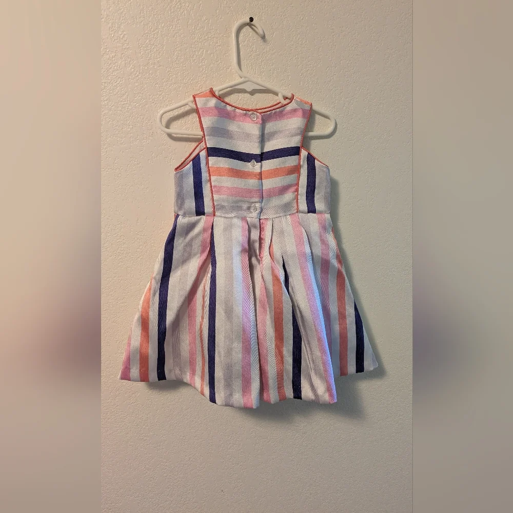 Pippa & Julie Striped Pink and Blue Kids Dress - Picture 2 of 5